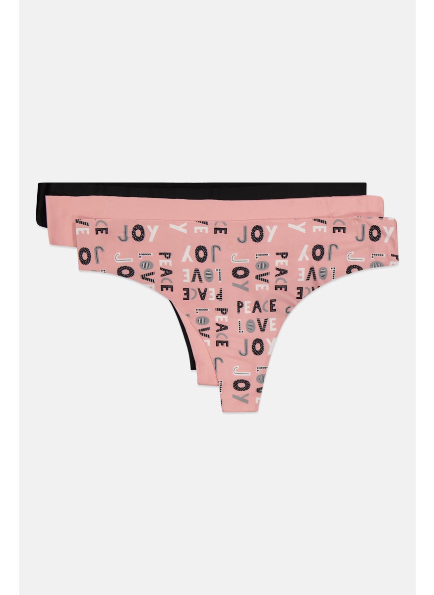 Comfort by Real Women 3 Pieces All Over Printed Pull On Panties, Black  - Image 3