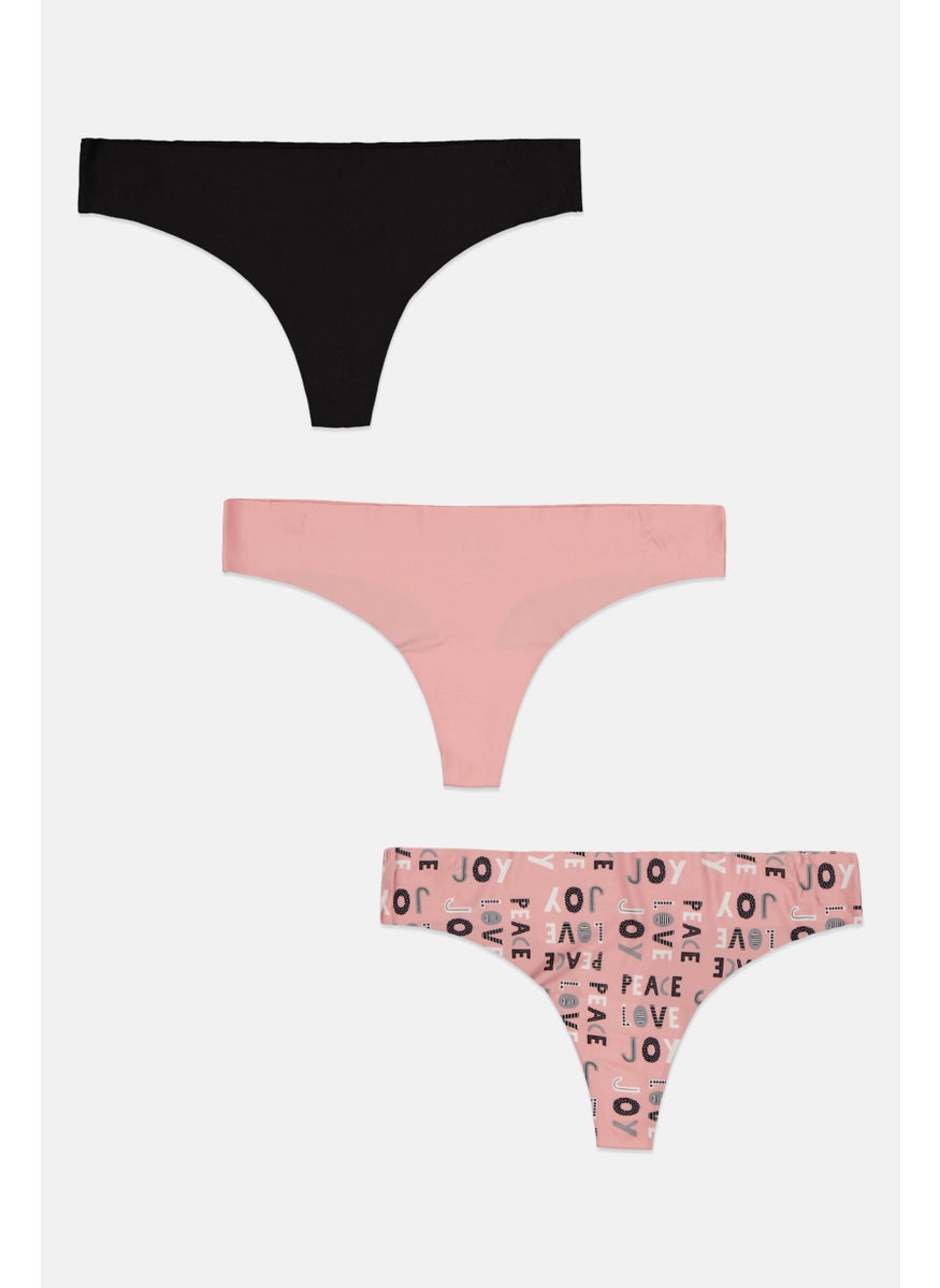 Comfort by Real Women 3 Pieces All Over Printed Pull On Panties, Black  - Image 1