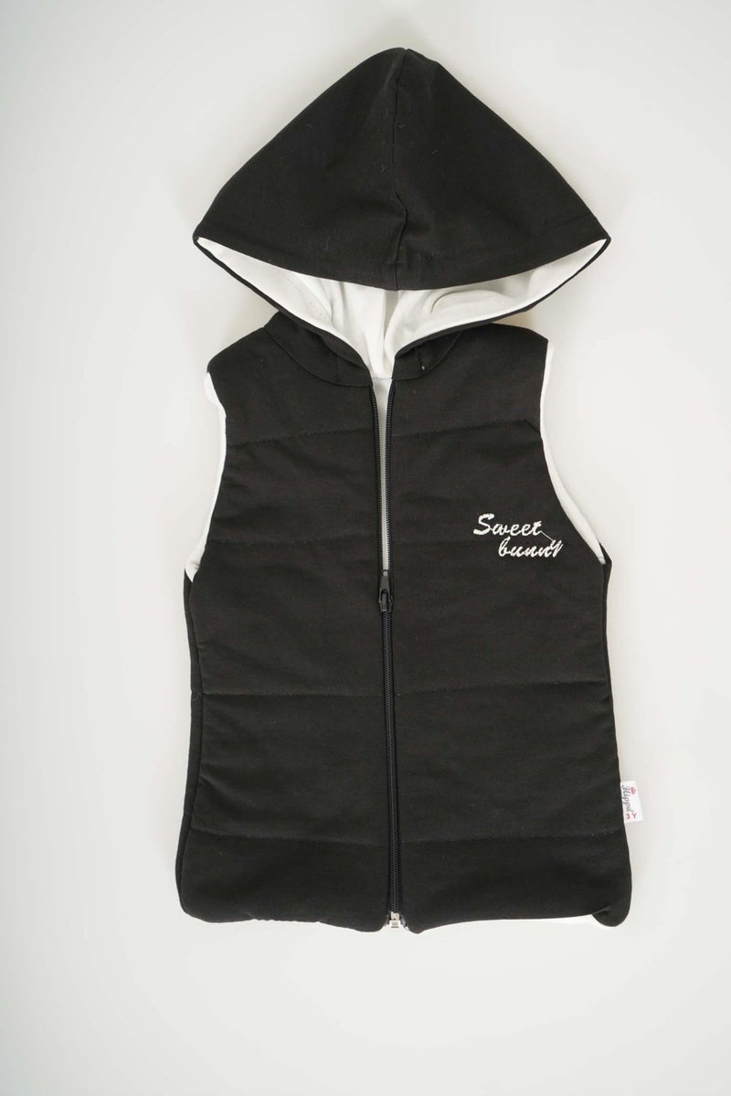 Miniko Kids Baby Boy Zippered Hooded Cotton Vest - Image 1