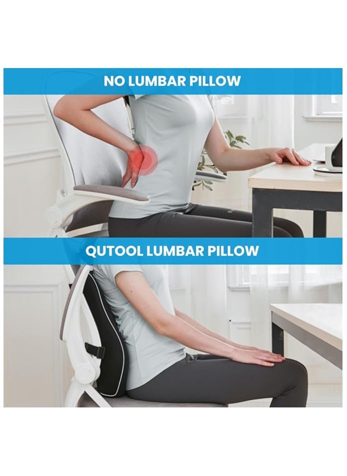 Lumbar Support Pillow for Office Chair, Back Support Pillow for Car, Computer Gaming Chair, Recliner Memory Foam Back Cushion for Pain Relief Improve, Ergonomic Design Orthopedic Backrest for Lower Back Pain Relief Posture, Mesh Cover Double Adjustable Straps, Black