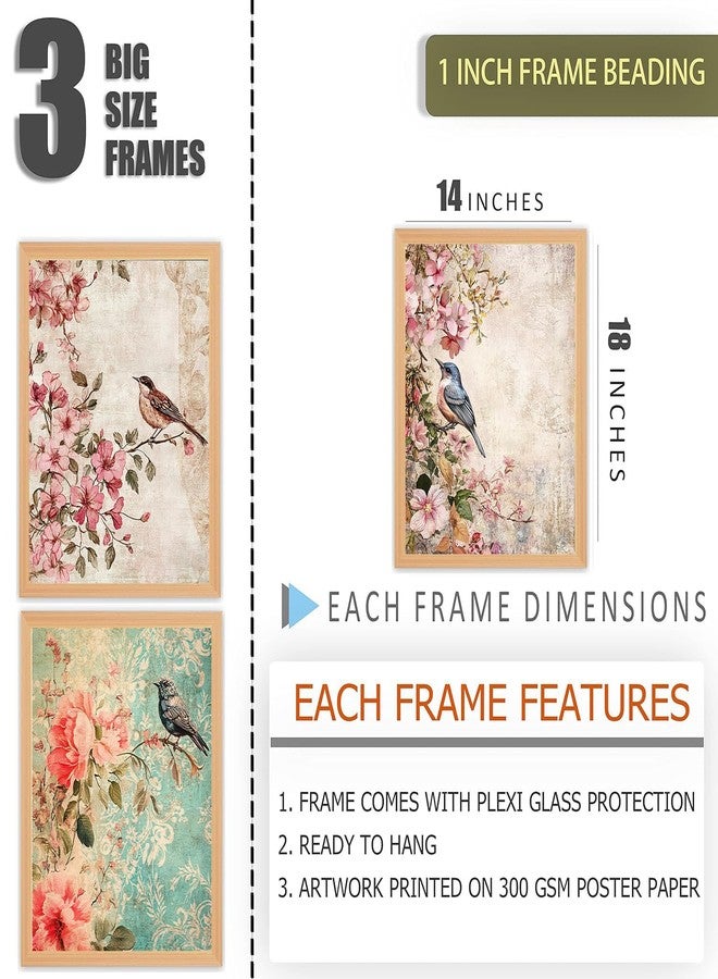 Gamya Big Birds Aesthetic Framed Posters Wall Decor Paintings For Living Room, Bedroom/Big Paintings For Wall Decoration (14x18 Inches) Set of 3 (Combo 4) - Image 2