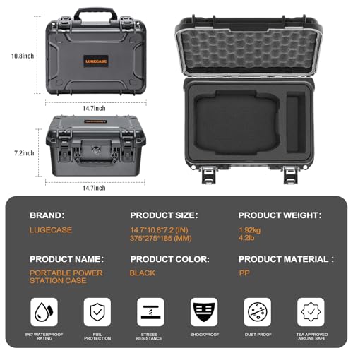 LUGECASE Hard Case for Anker Solix C300 - Portable Solar Generator Hard Shell Case: Waterproof Travel Carrying Storage Box for Anker Power Bank Solix C300 Power Bank Station - for Outdoor Campers & Adventurers - Image 3