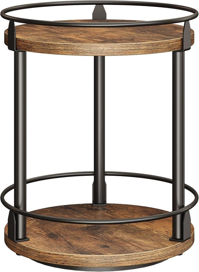 Rellon Spice Rack, 2 Tier Spice Turntable Organizer, Lazy Susan Organizer, Spice Holder, for Kitchen Countertop and Cabinet, Compact and Versatile, Rustic Brown - Image 1