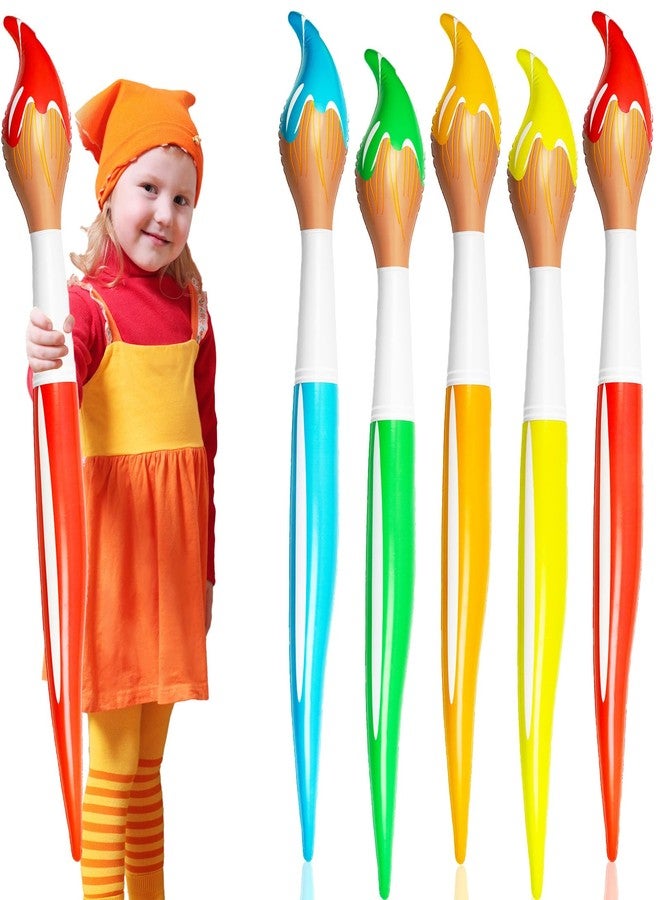 Demonwer 6 Pcs 41.4 Inch Giant Inflatable Paint Brush Large Blow up Paintbrushes Colored Inflatable Paintbrushes Art Paint Brushes Balloon Prop Kit for School Classroom Events and Birthday Party Decorations - Image 1