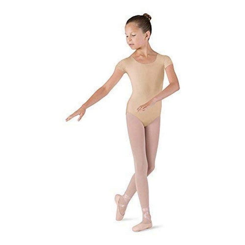 Bloch Dance Girls Dujour Microlux Short sleeve Leotard, Nude, 14