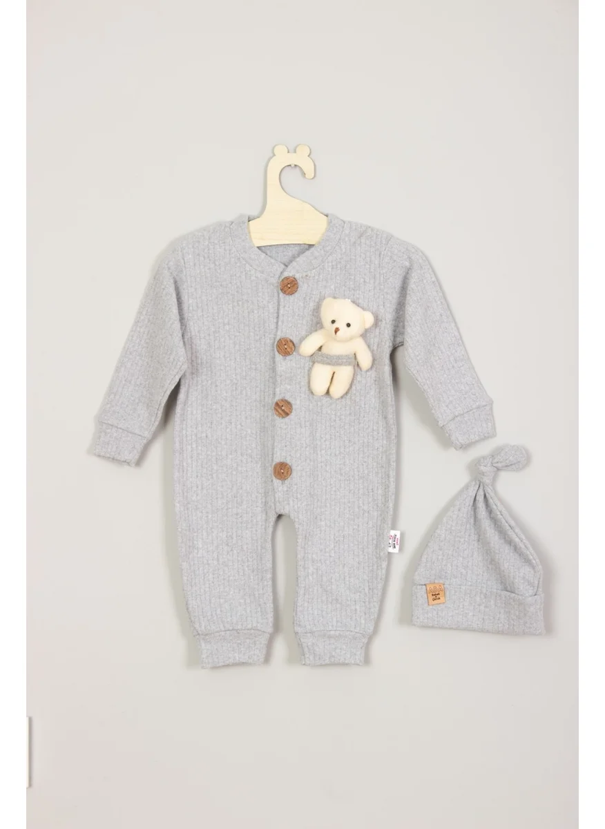 ادا بيبيك تشوكوك Ada Baby Kids Adabebek Cotton Wooden Buttoned Teddy Bear Romper Style Hat Baby Rompers