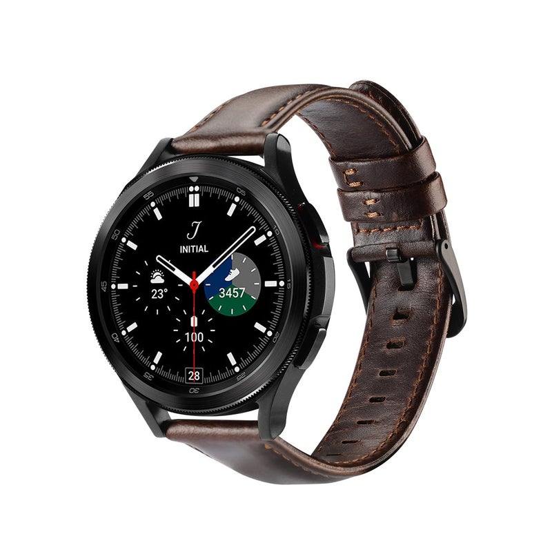 DUX DUCIS Business Genuine Leather Strap Compatible with Samsung Watch 22mm – Coffee Brown Classic Band - Image 2