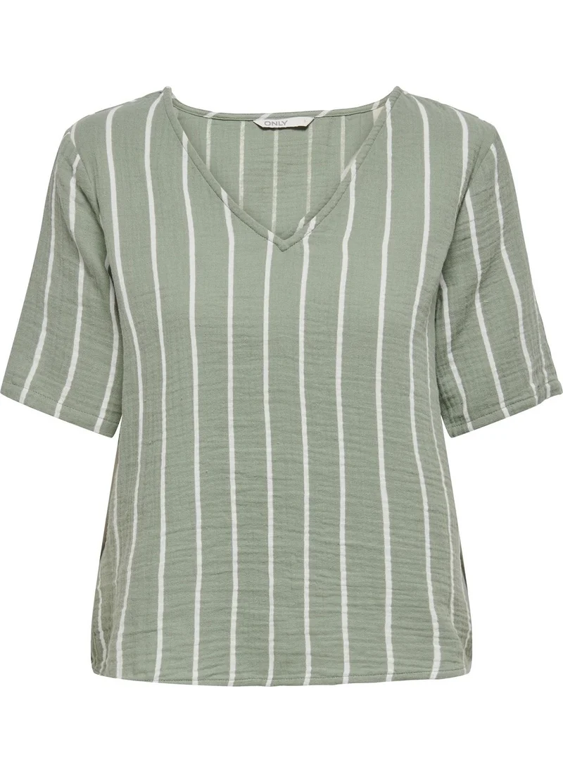 اونلي Women's V-Neck Striped Blouse 15294365
