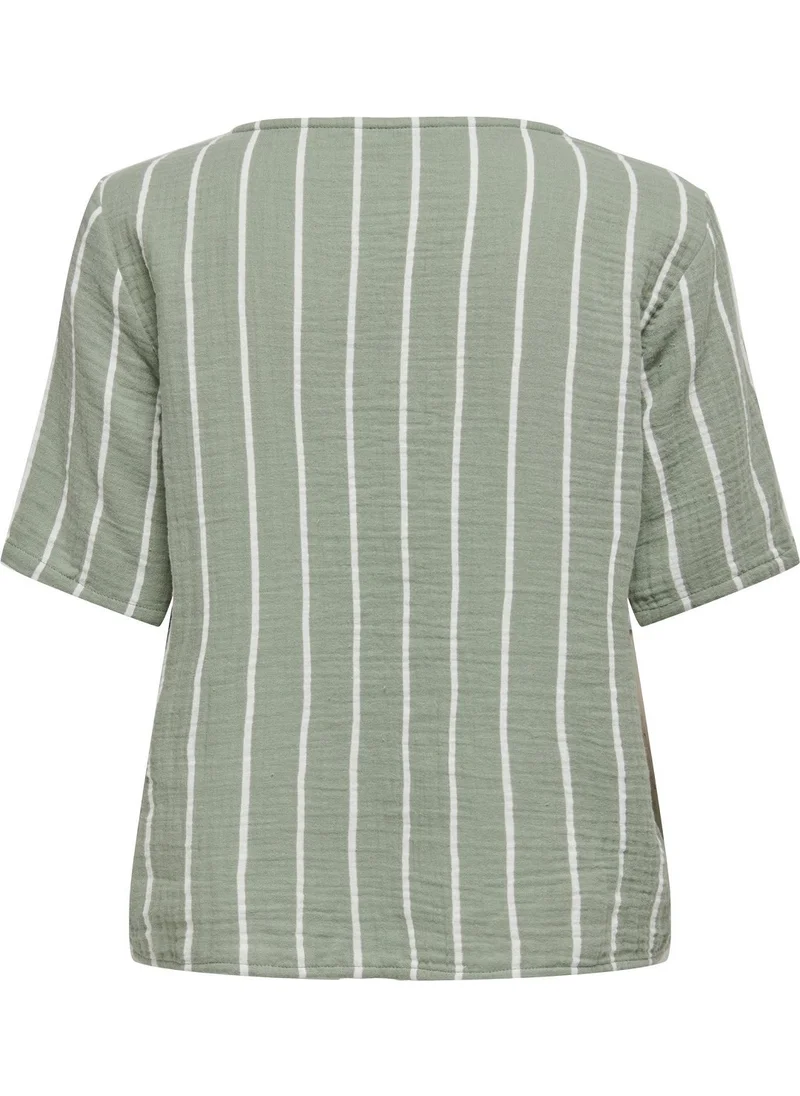 اونلي Women's V-Neck Striped Blouse 15294365