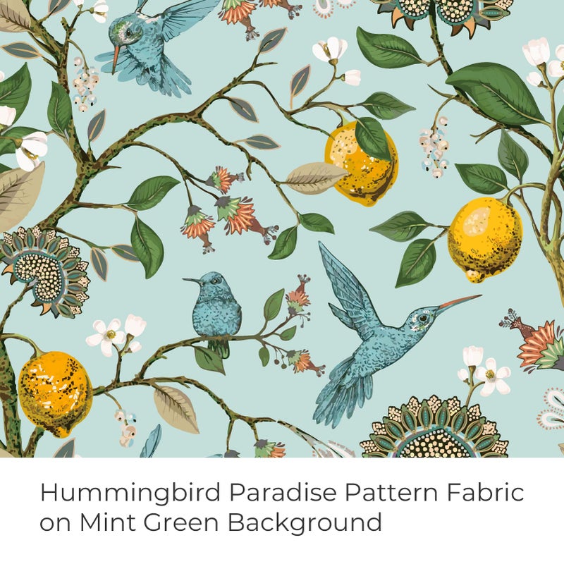 Topfinel Green Floral Curtains 84 Inches Long Vintage French Country Grommet Botanical Hummingbird Woodland Jungle Victorian Patterned Mint Green Lemon Drapes for Bedroom Dining Living Room - Image 2