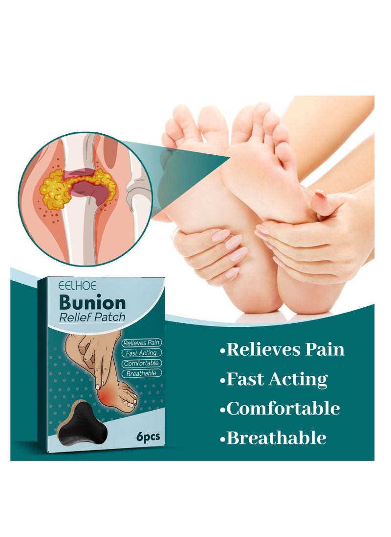 EELHOE 6-Pack Straight Toe Bunion Relief Patches Relieve Hallux Valgus Joint Swelling, Soreness and Discomfort Corrective Care Foot Bunion Corrective Patch - Image 2