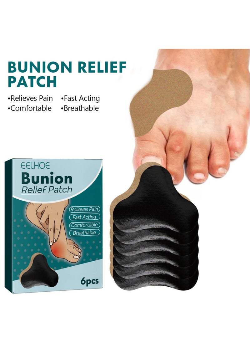EELHOE 6-Pack Straight Toe Bunion Relief Patches Relieve Hallux Valgus Joint Swelling, Soreness and Discomfort Corrective Care Foot Bunion Corrective Patch - Image 1