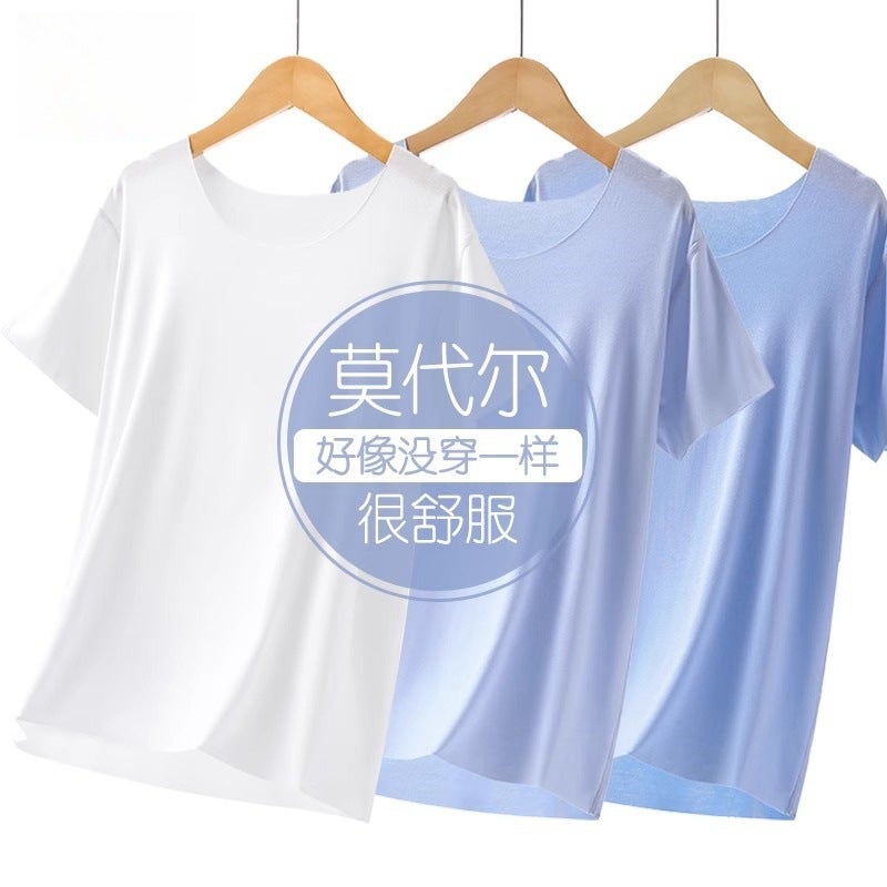 Children'S Short-Sleeved Summer Thin Modal Children'S Ice Silk Top Boys' Breathable T-Shirt Teenagers Base Shirt - Image 2