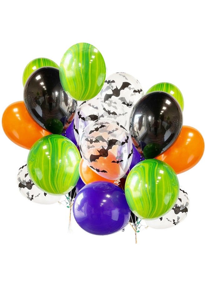 Qian's Party Halloween Party Decorations/Halloween Birthday Party Decorations Hocus Pocus Trunk Or Treat Car Decorations Halloween Balloons 25Pcs Purple Green Orange Black Bat Balloons (Orange Purple Green) - Image 1