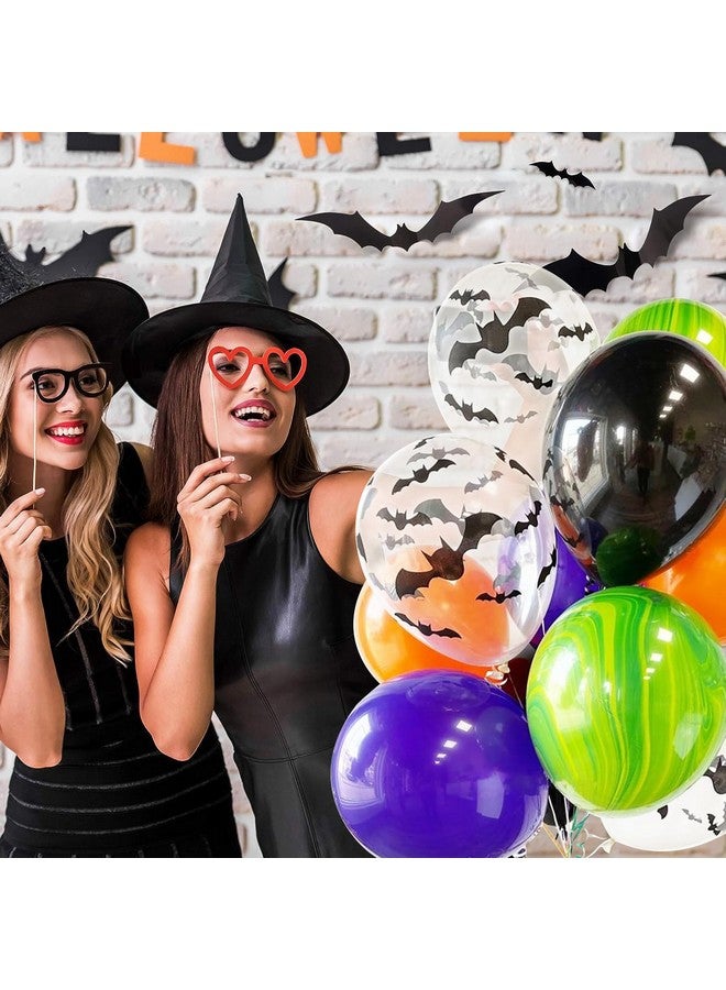 Qian's Party Halloween Party Decorations/Halloween Birthday Party Decorations Hocus Pocus Trunk Or Treat Car Decorations Halloween Balloons 25Pcs Purple Green Orange Black Bat Balloons (Orange Purple Green) - Image 2