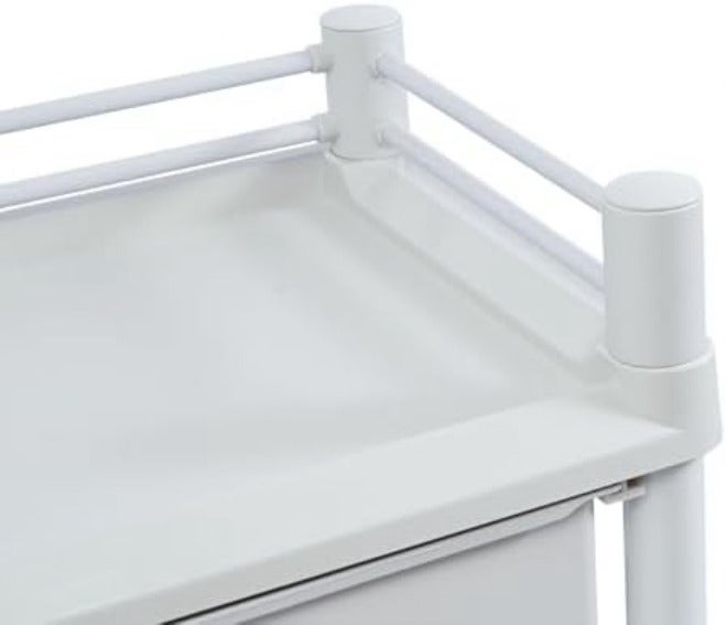 Mobile Medical Trolley Cart, 3-Tier Rolling Utility Cart with 2 Dirt Buckets and Drawer, Lockable Wheels for Hospital, Dental Clinic, Home - Image 5