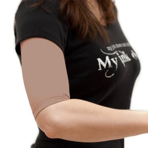 Tatjacket غطاء وشاح تاتو تاتجاكت، (عبوة 2)، تغطية للذراع العلوي أو الساق، حماية UPF 50، غير قابل للانزلاق، للرجال والنساء (يونيكس)، متوسط، بني - Image 5