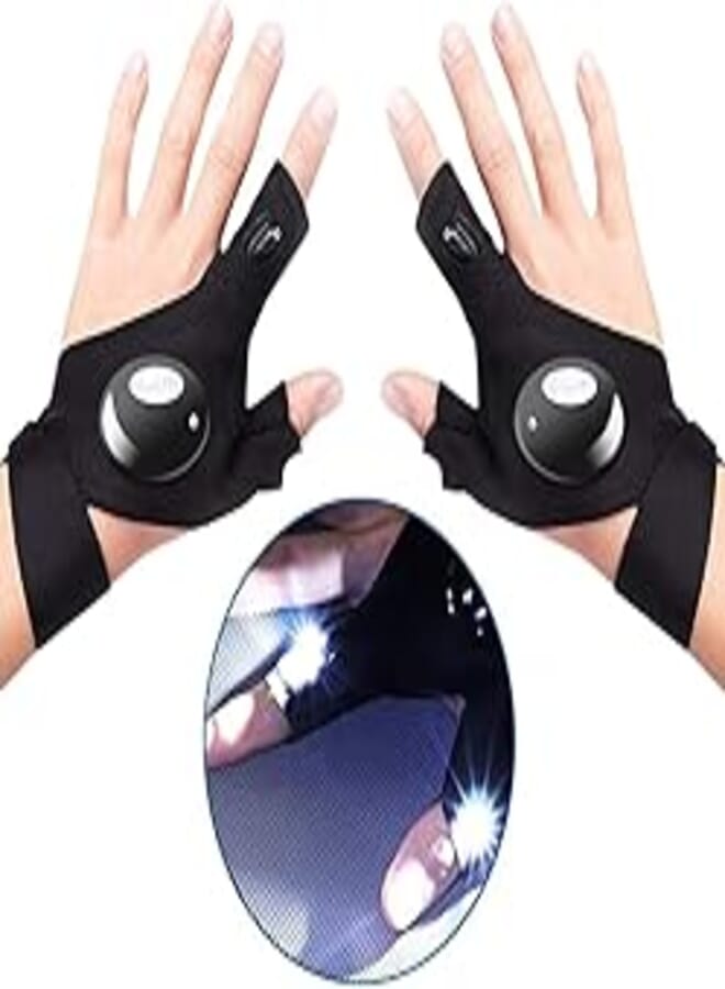Generic Flashlight Gloves Outdoor,Work Gloves with LED Lights for Darkness Places, Fishing, Camping and Hiking & Tools Gifts for Handymen Men Women Boyfriend DIY Birthday 