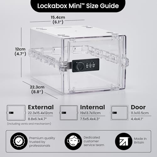 Lockabox Mini™ | Small Lock Box with Combination Lock (Half Letter Sized) | Mini Lockable Box for Small Medicines, Snacks & Mobile Phones | External Size 8.8 x 6.1 x 4.7 Inches (Crystal) - Image 4
