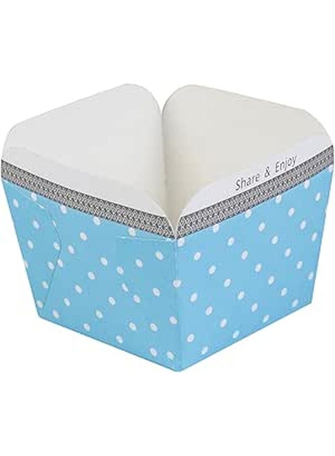 100 Pcs Blue Polka Dot Square Cupcake Liners Disposable Heat Resistant Baking Cups - Image 1