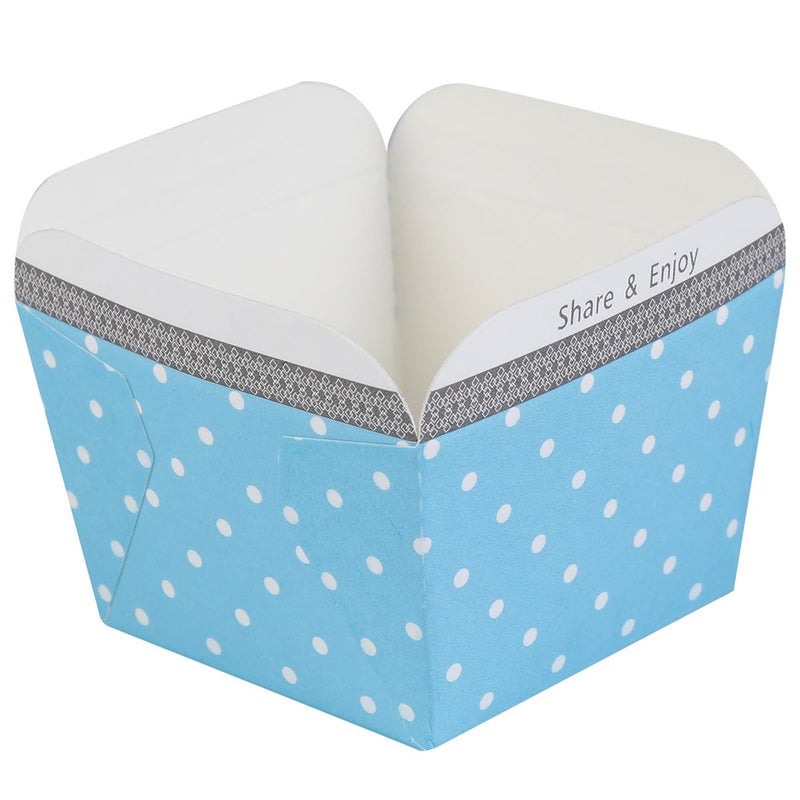 100 Pcs Blue Polka Dot Square Cupcake Liners Disposable Heat Resistant Baking Cups - Image 2