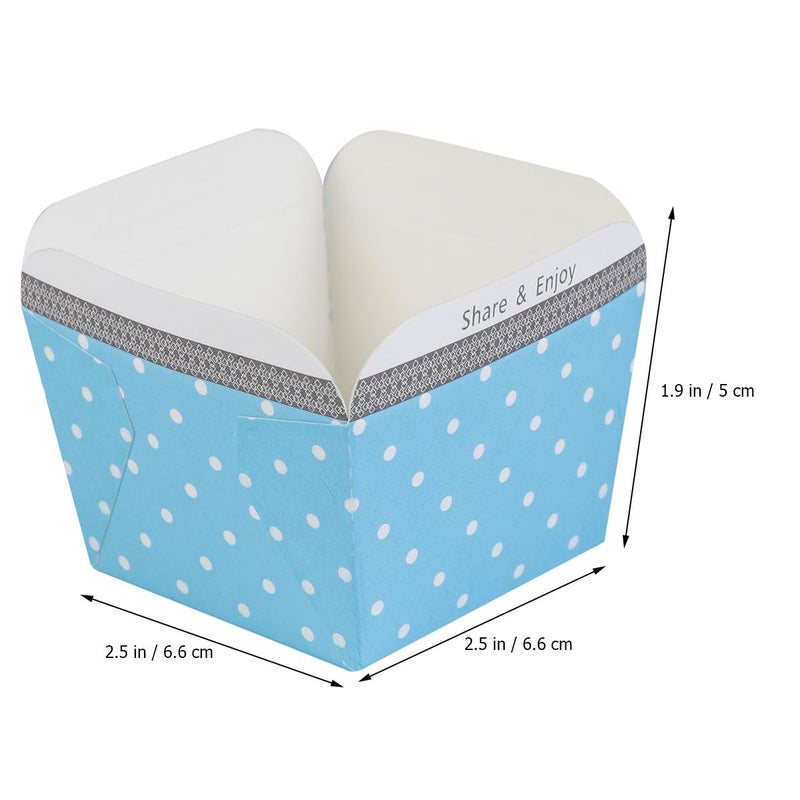 100 Pcs Blue Polka Dot Square Cupcake Liners Disposable Heat Resistant Baking Cups - Image 3
