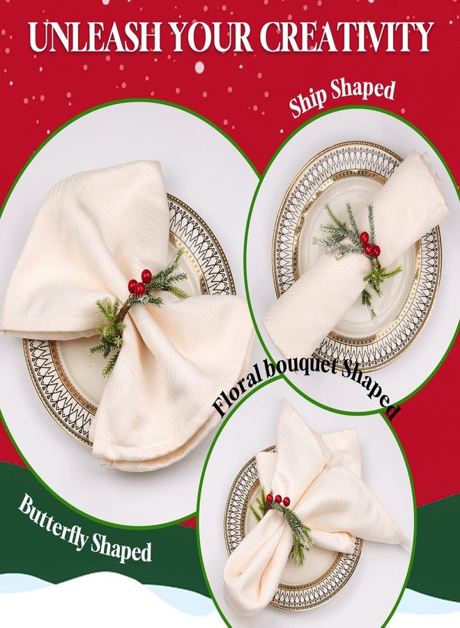 LLWAN Napkin Rings Set of 12, Rustic Napkin Ring Serviette Holders Handmade Red Berry Table Decorations for Wedding Christmas Thanksgiving New Year Valentine's Banquet Birthday Party - Image 5