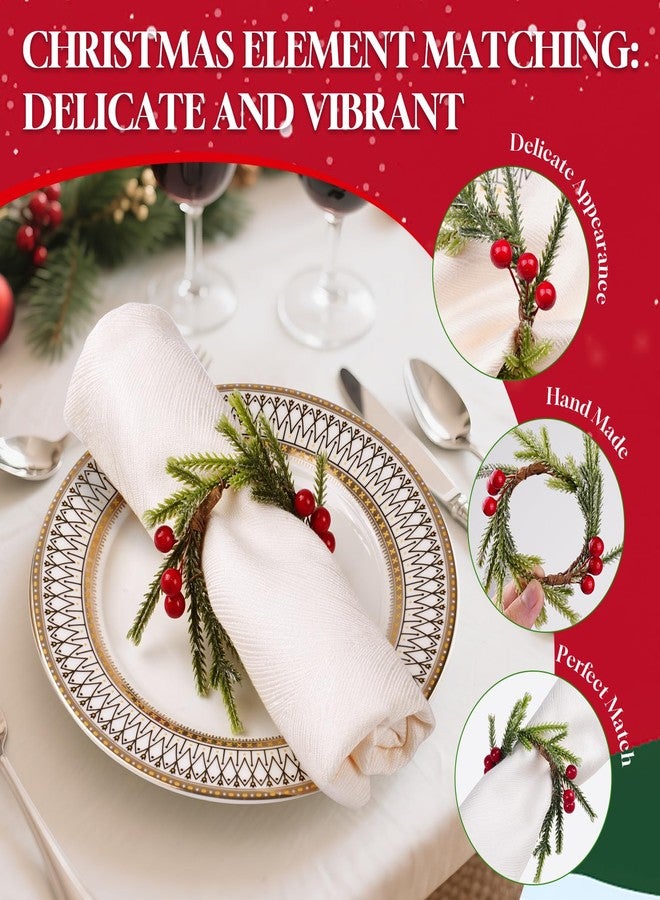 LLWAN Napkin Rings Set of 12, Rustic Napkin Ring Serviette Holders Handmade Red Berry Table Decorations for Wedding Christmas Thanksgiving New Year Valentine's Banquet Birthday Party - Image 4
