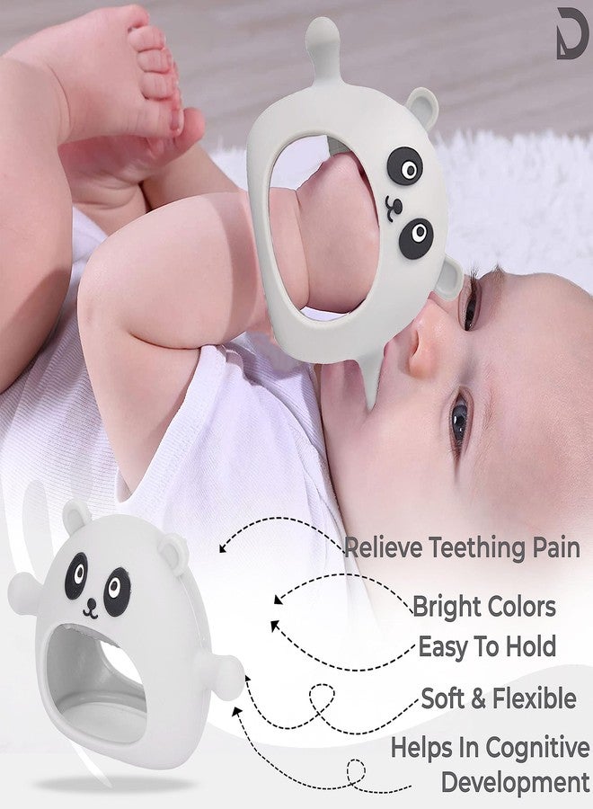 DaKos Teether, Soother for New Born, teether and Soother for Baby, Baby Mitten Teether, Baby Chew Toys for Sucking Needs, Sensory Teether Toy (Animal Shaped Panda, White) - Image 5