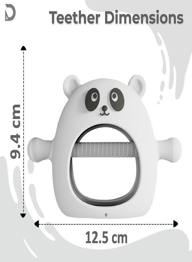 DaKos Teether, Soother for New Born, teether and Soother for Baby, Baby Mitten Teether, Baby Chew Toys for Sucking Needs, Sensory Teether Toy (Animal Shaped Panda, White) - Image 4