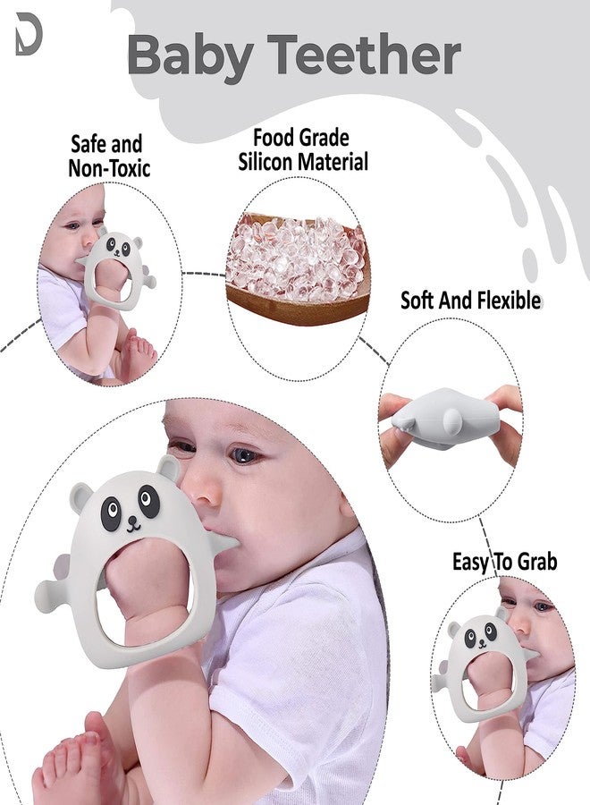 DaKos Teether, Soother for New Born, teether and Soother for Baby, Baby Mitten Teether, Baby Chew Toys for Sucking Needs, Sensory Teether Toy (Animal Shaped Panda, White) - Image 3