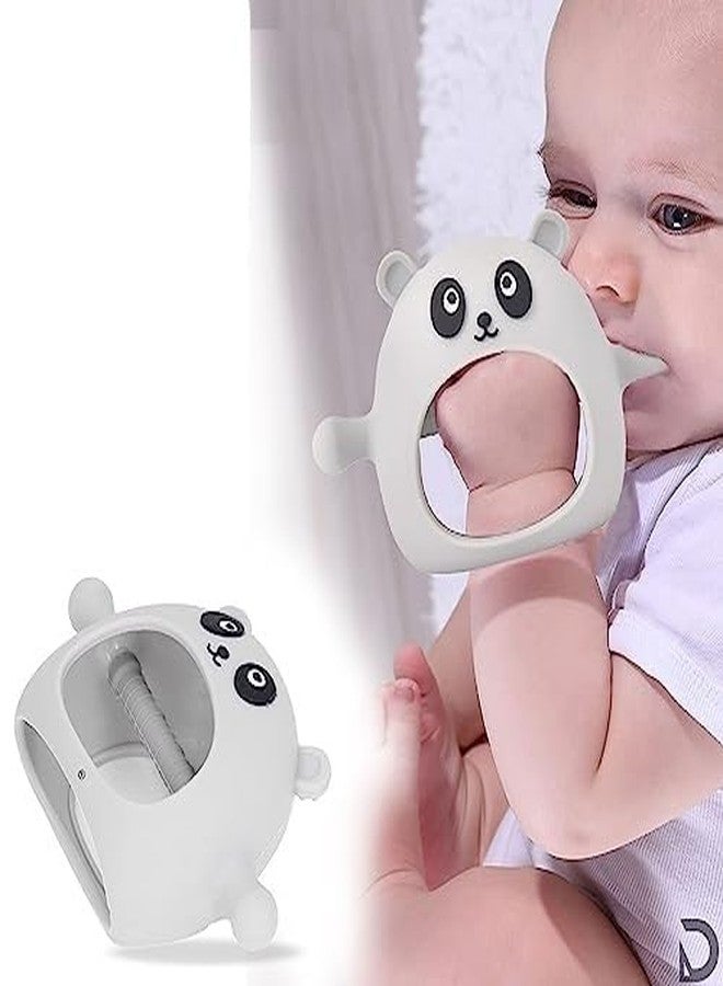 DaKos Teether, Soother for New Born, teether and Soother for Baby, Baby Mitten Teether, Baby Chew Toys for Sucking Needs, Sensory Teether Toy (Animal Shaped Panda, White) - Image 1