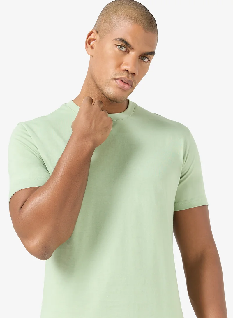 Seventy Five Basics PALE GREEN Regular 220Gsm T-Shirt for Men | Best Price UAE