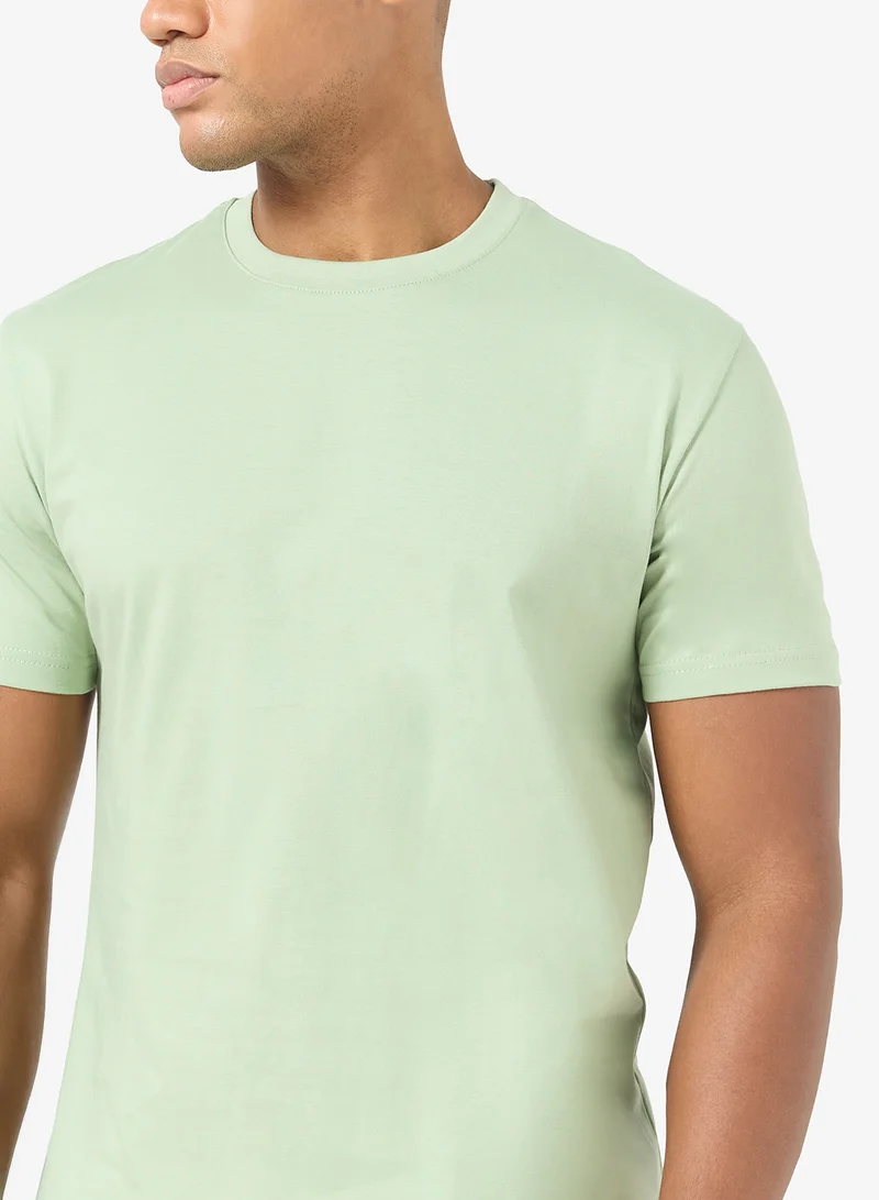 Seventy Five Basics PALE GREEN Regular 220Gsm T-Shirt for Men | Best Price UAE