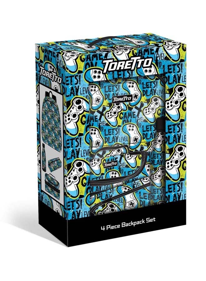 Toretto طقم حقيبة ظهر 4 قطع من توريطو مع حقيبة غداء وزجاجة ماء وحافظة أقلام - Image 1