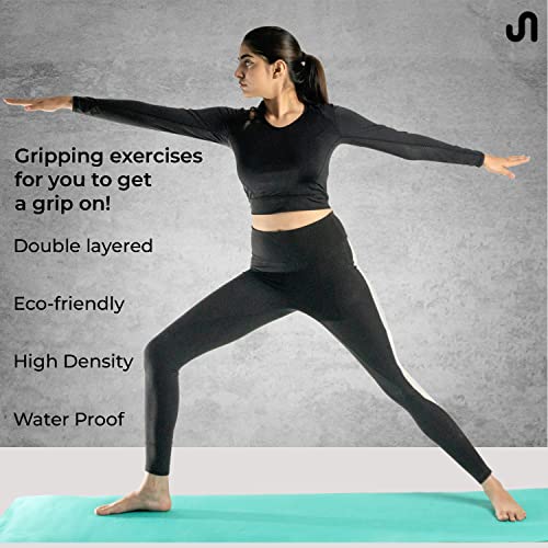 Bodyband Yoga Mat For Women & Men 4Mm With Carry Strap Eva Material Extra Thick Exercise Mat For Workout Yoga Fitness Pilates & Meditation, Anti Tear Anti Slip For Home & Gym Use, Aqua Green - Green - Image 5
