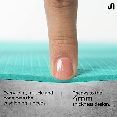 Bodyband Yoga Mat For Women & Men 4Mm With Carry Strap Eva Material Extra Thick Exercise Mat For Workout Yoga Fitness Pilates & Meditation, Anti Tear Anti Slip For Home & Gym Use, Aqua Green - Green - Image 4