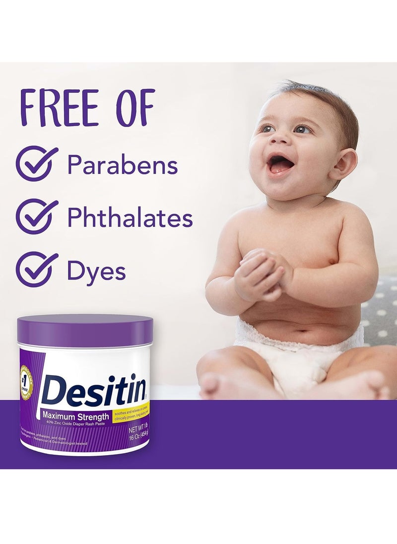 Desitin Desitin Maximum Strength Diaper Rash Cream | 40% Zinc Oxide | Treats, Soothes & Prevents | Phthalate & Paraben-Free | 16 oz  - Image 5