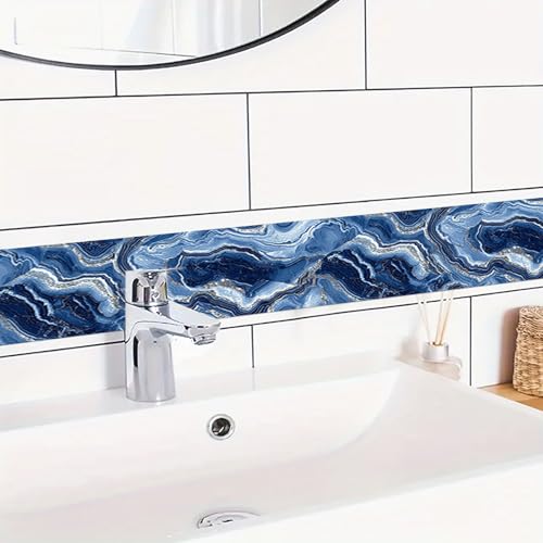 HOMETITUTE Wallpaper Border Peel and Stick Wall Border Navy Agate Decorative Wall Trim Self Adhesive Border for Walls Mirror Frame Accent Strip for Bedroom Bathroom Kitchen Living Room 4x196 Inch - Image 3