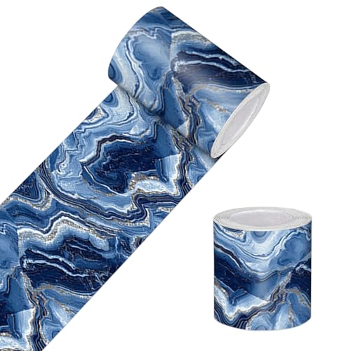 HOMETITUTE Wallpaper Border Peel and Stick Wall Border Navy Agate Decorative Wall Trim Self Adhesive Border for Walls Mirror Frame Accent Strip for Bedroom Bathroom Kitchen Living Room 4x196 Inch - Image 1