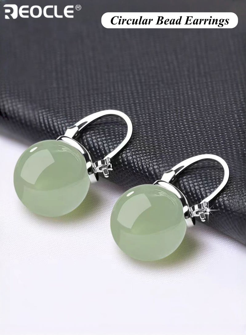 REOCLE Women's Circular Bead Earrings with Simple Elegant Design Delicate Dangle Earrings with Lightweight Construction for Women Daily Formal Wear - Image 1