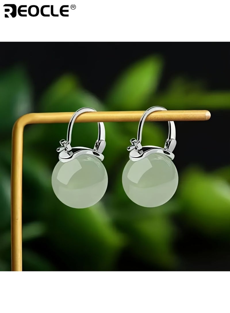 REOCLE Women's Circular Bead Earrings with Simple Elegant Design Delicate Dangle Earrings with Lightweight Construction for Women Daily Formal Wear - Image 4