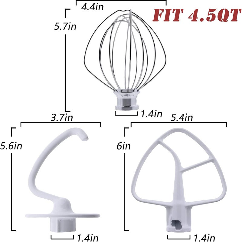 إلسون خطاف العجين K45DH ومضرب مسطح K45B ومخفقة سلكية K45WW - 3 قطع بديلة لخلاطات KitchenAid سعة 4.5 كوارت ذات الرأس المائل - Image 3