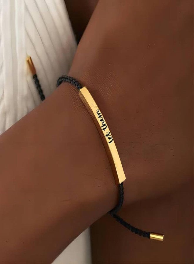 BlingNook Let Them Tube Bracelet for Women, Self Worth Motivation Bracelet Adjustable Braided Rope Handmade Engraved Bracelet Stainless Steel To My Daughter Inspirational Jewelry Gifts for Women Best Friend (Let Them-Black&Silver) - Image 5