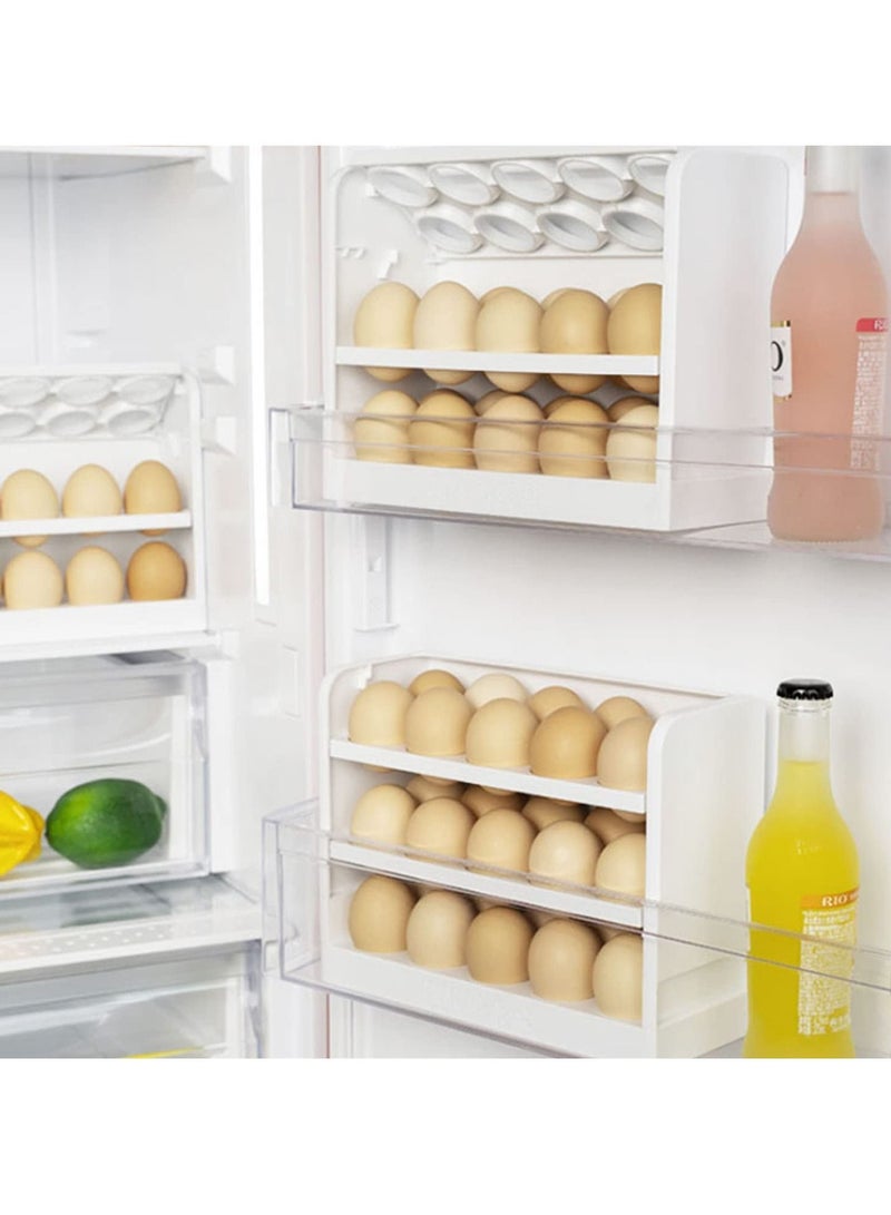 LEDIN 30 Grid Egg Holder for Refrigerator, 3-Layer Egg Storage Container, Plastic Chicken Egg Tray Egg Fresh Storage Box for Kitchen Fridge and Table  - Image 5