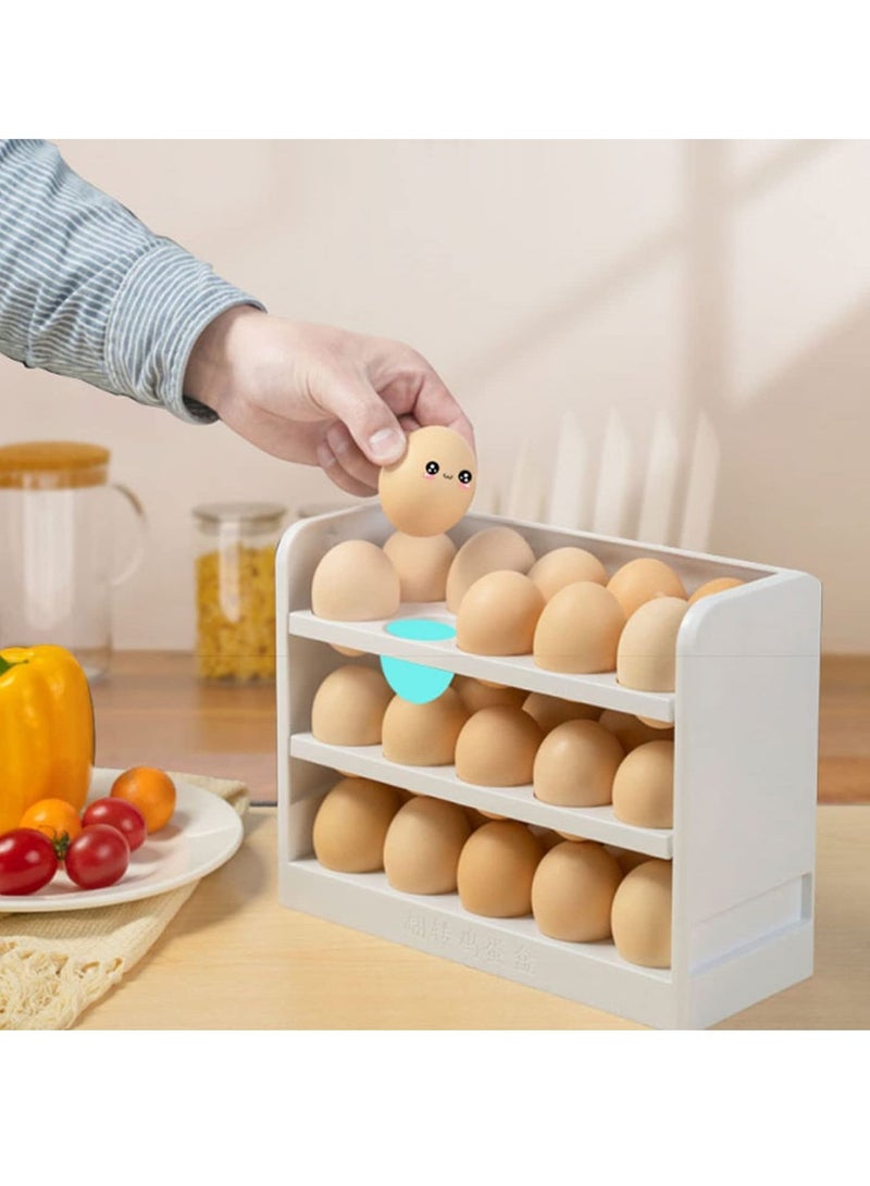 LEDIN 30 Grid Egg Holder for Refrigerator, 3-Layer Egg Storage Container, Plastic Chicken Egg Tray Egg Fresh Storage Box for Kitchen Fridge and Table  - Image 1