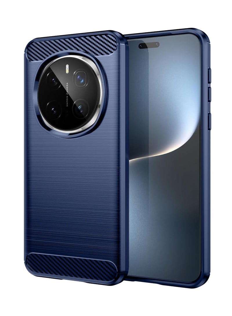 Wtech Honor Magic7 Pro 5G 2024 Silicone Brushed Texture Protective Case Cover - Navy Blue - Image 1