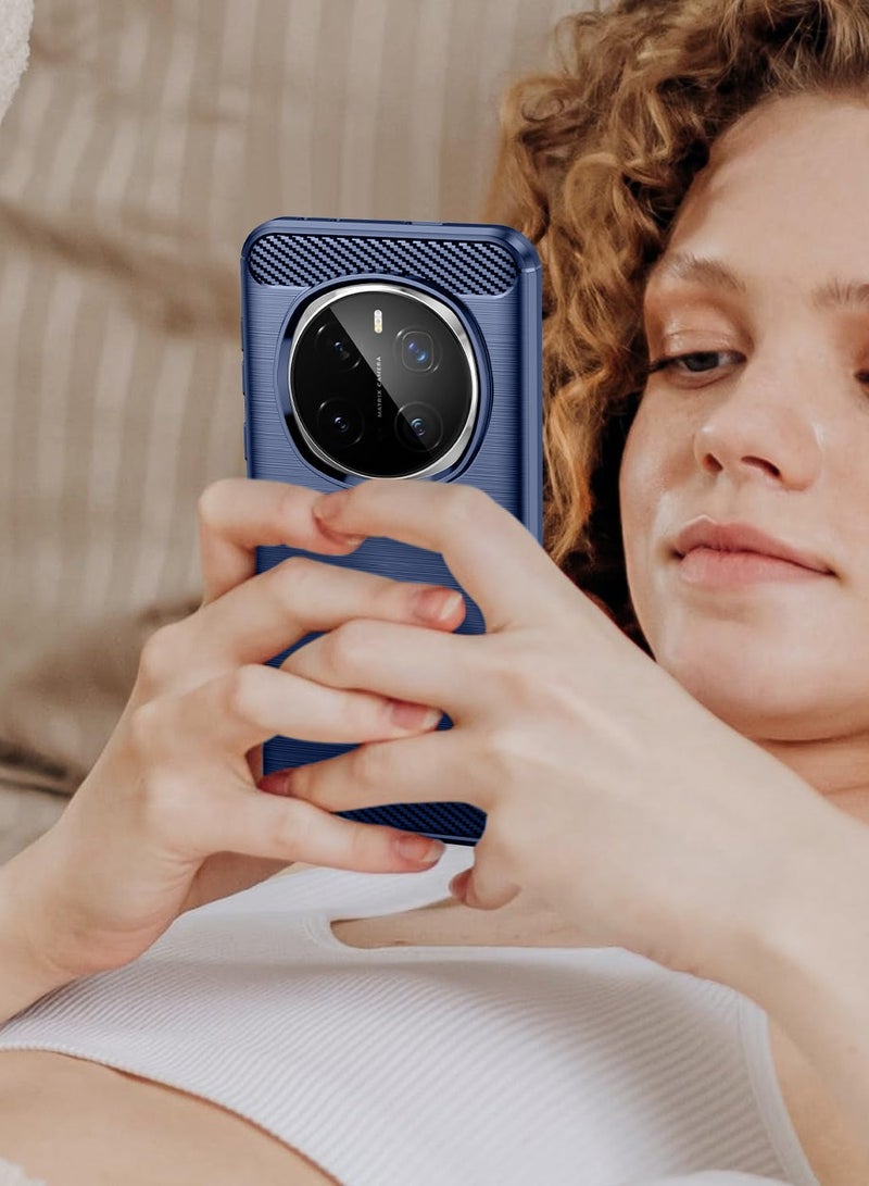 Wtech Honor Magic7 Pro 5G 2024 Silicone Brushed Texture Protective Case Cover - Navy Blue - Image 5