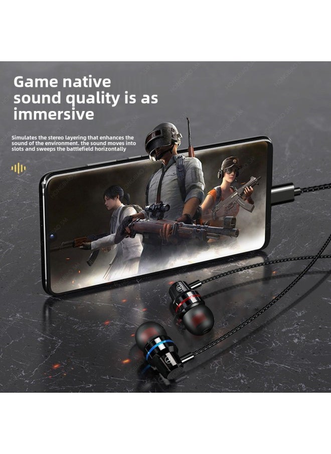 Generic - BNR Headphones For Apple Huawei Xiaomi OPPO In-Ear Type-c Android Game Phone Wired-Color:Q5 China Red_Ultimate Edition - Image 1