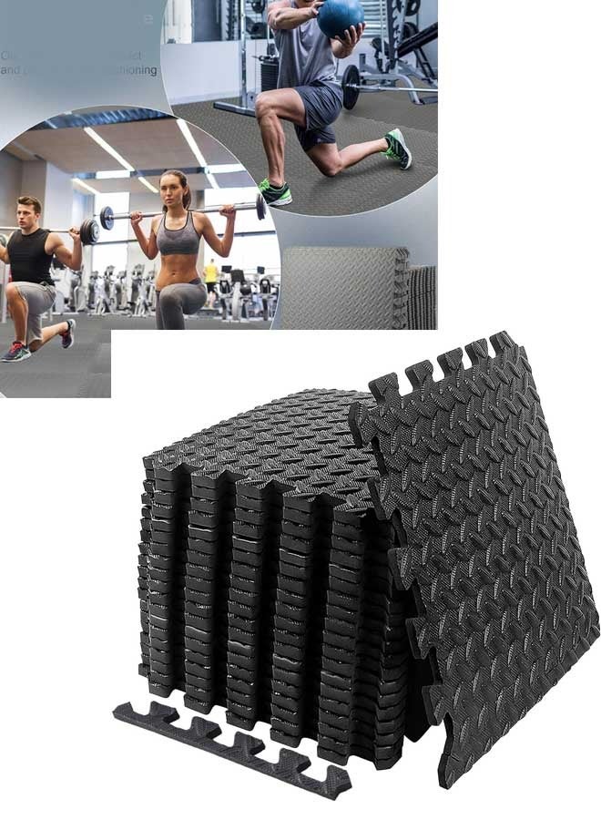 Loquat Gym Flooring Set - Interlocking EVA Soft Foam Floor Mat, Puzzle Rubber Tiles Protective Ground Surface Protection, Play Workout Exercise Mats Underlay Matting Sports Pool Home Fitness Garage - Image 1